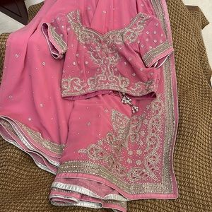 Sari with a matching blouse.